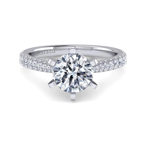 14K White Gold Round Diamond Engagement Ring