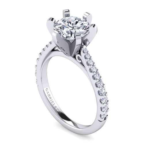 14K White Gold Round Diamond Engagement Ring