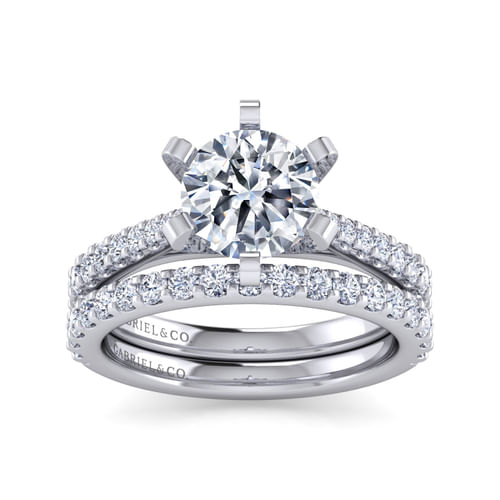 14K White Gold Round Diamond Engagement Ring