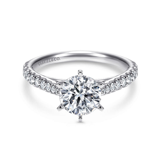 Gabriel - 14K White Gold Round Diamond Engagement Ring