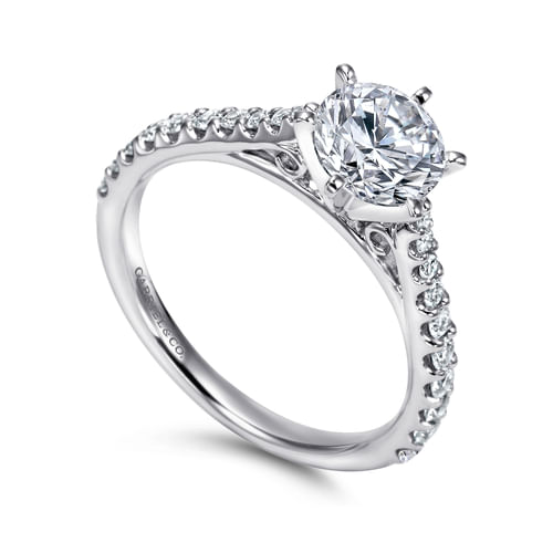 14K White Gold Round Diamond Engagement Ring
