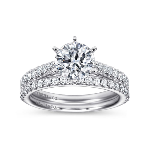 14K White Gold Round Diamond Engagement Ring