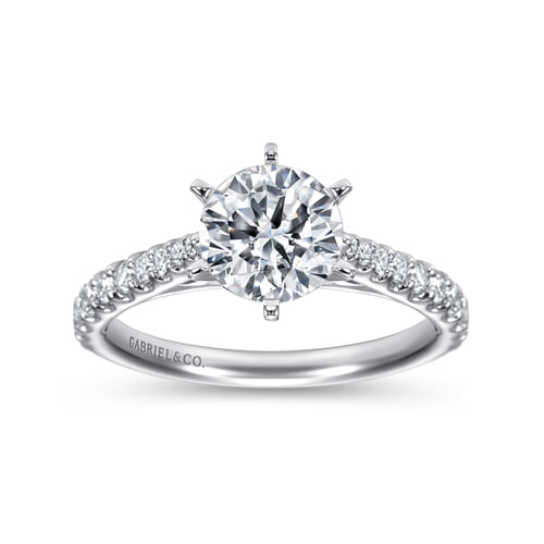 14K White Gold Round Diamond Engagement Ring