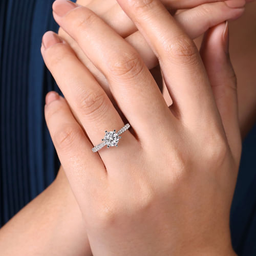 14K White Gold Round Diamond Engagement Ring