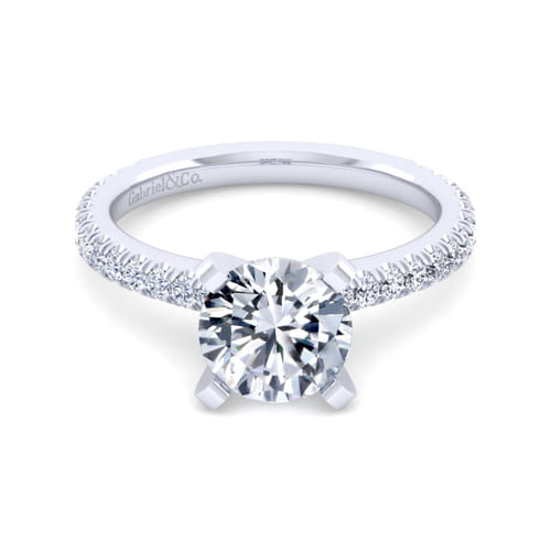 14K White Gold Round Diamond Engagement Ring