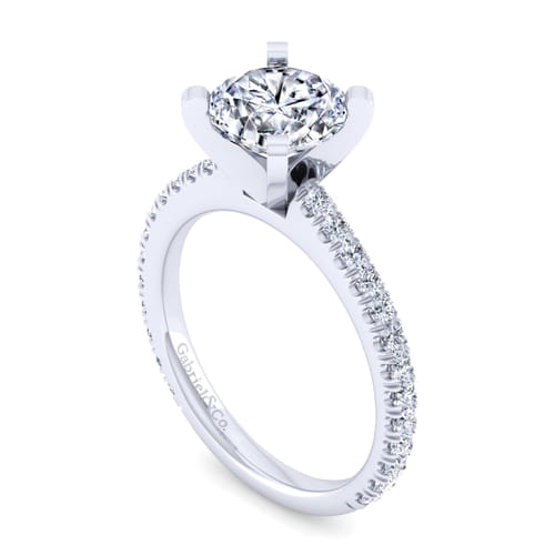 14K White Gold Round Diamond Engagement Ring