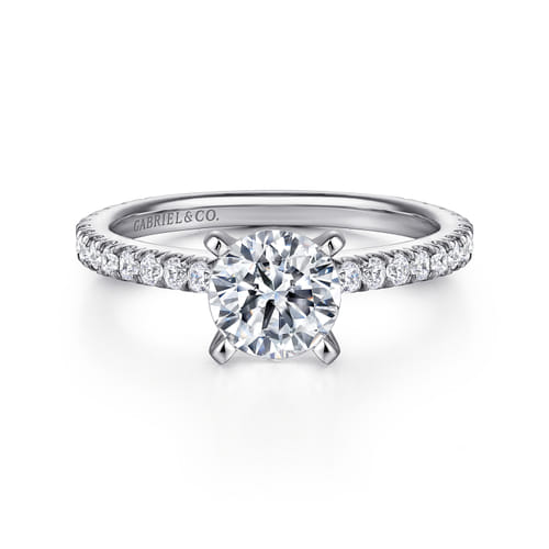 14K White Gold Round Diamond Engagement Ring
