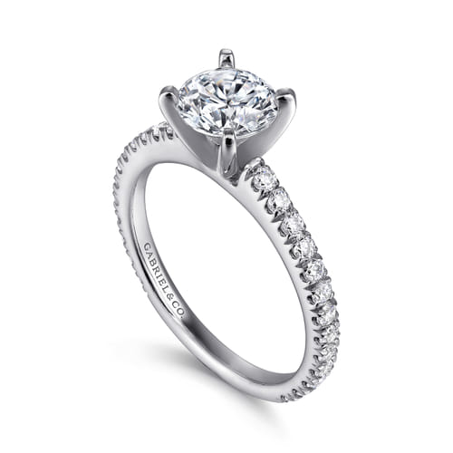 14K White Gold Round Diamond Engagement Ring