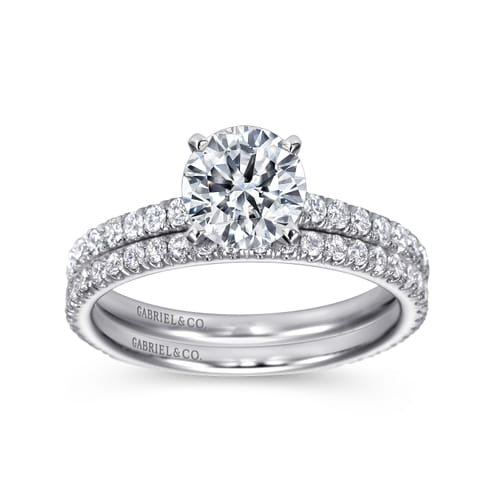 14K White Gold Round Diamond Engagement Ring
