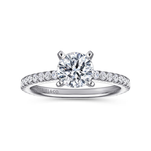 14K White Gold Round Diamond Engagement Ring