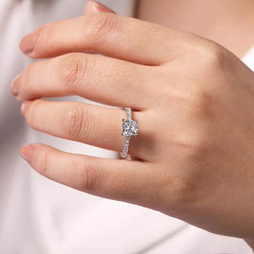 14K White Gold Round Diamond Engagement Ring