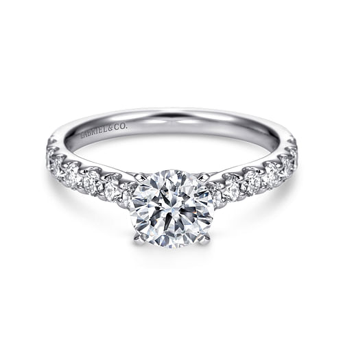 14K White Gold Round Diamond Engagement Ring