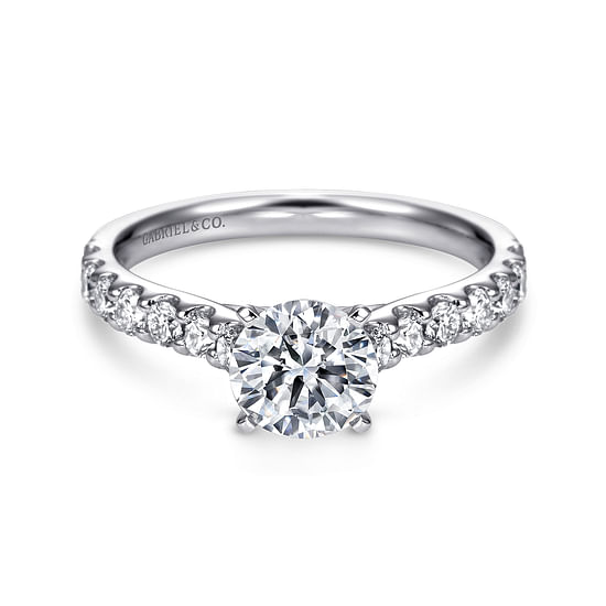 Gabriel - 14K White Gold Round Diamond Engagement Ring