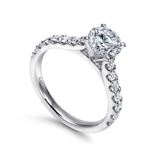 14K White Gold Round Diamond Engagement Ring