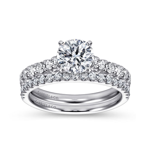 14K White Gold Round Diamond Engagement Ring