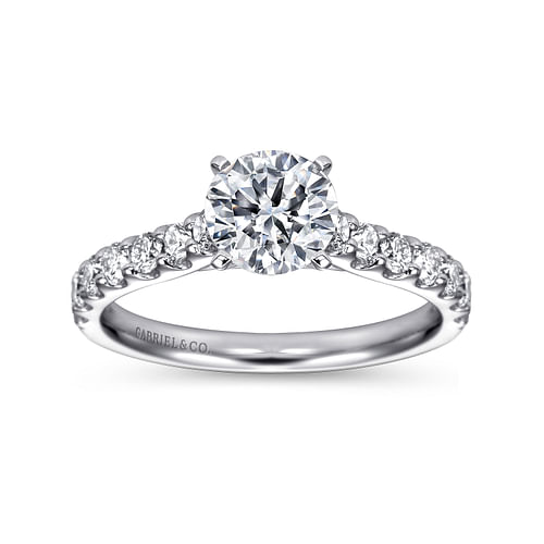 14K White Gold Round Diamond Engagement Ring