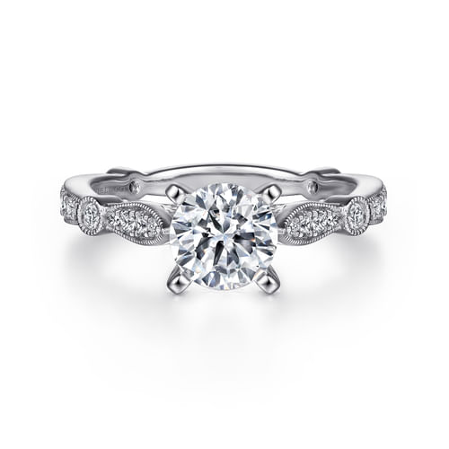 14K White Gold Round Diamond Engagement Ring