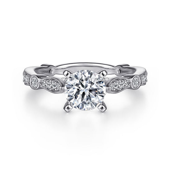 Gabriel - 14K White Gold Round Diamond Engagement Ring