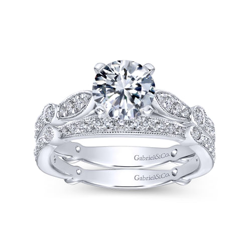 14K White Gold Round Diamond Engagement Ring