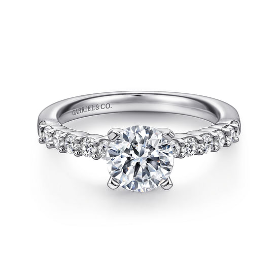 Gabriel - 14K White Gold Round Diamond Engagement Ring