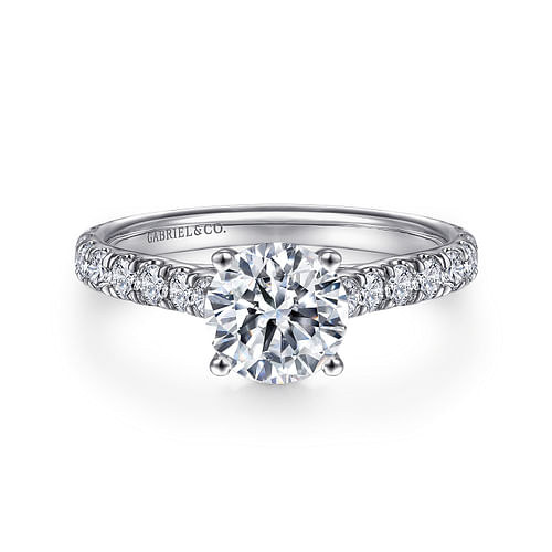 14K White Gold Round Diamond Engagement Ring