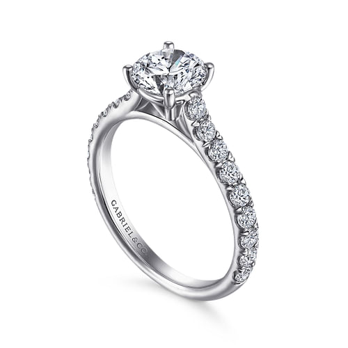 14K White Gold Round Diamond Engagement Ring
