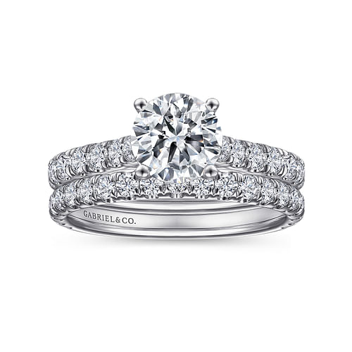 14K White Gold Round Diamond Engagement Ring