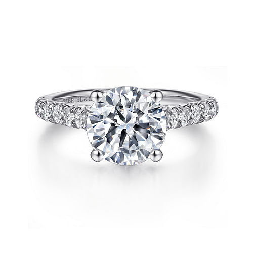 14K White Gold Round Diamond Engagement Ring