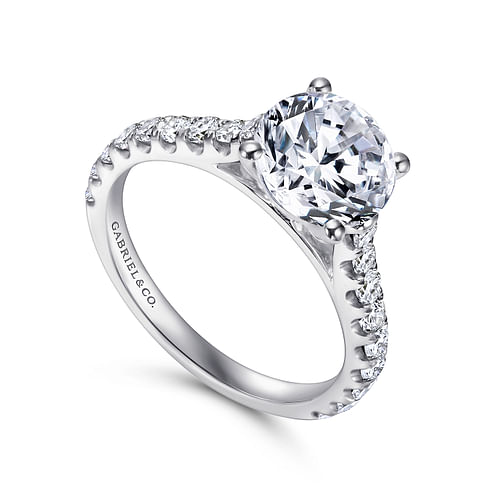 14K White Gold Round Diamond Engagement Ring