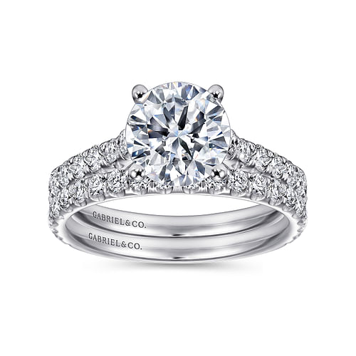 14K White Gold Round Diamond Engagement Ring