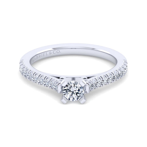 14K White Gold Round Diamond Engagement Ring