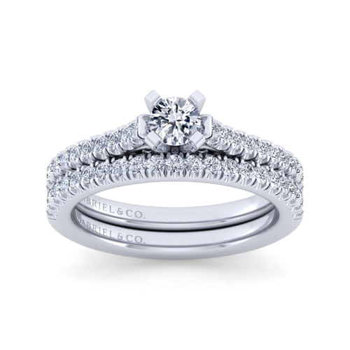 14K White Gold Round Diamond Engagement Ring