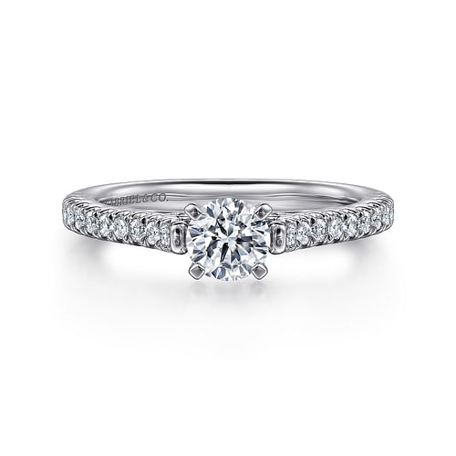 14K White Gold Round Diamond Engagement Ring