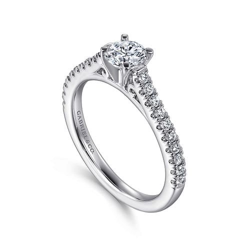 14K White Gold Round Diamond Engagement Ring