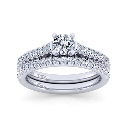 14K White Gold Round Diamond Engagement Ring