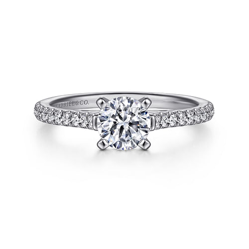 14K White Gold Round Diamond Engagement Ring