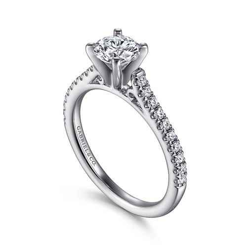 14K White Gold Round Diamond Engagement Ring