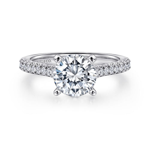 14K White Gold Round Diamond Engagement Ring