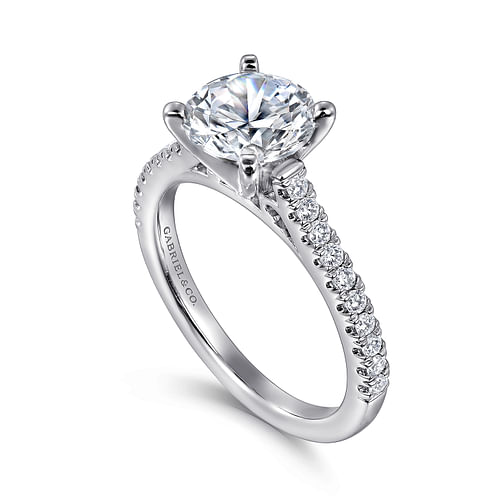 14K White Gold Round Diamond Engagement Ring