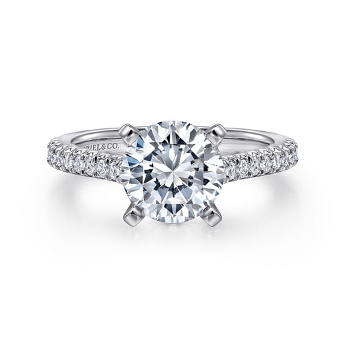 14K White Gold Round Diamond Engagement Ring