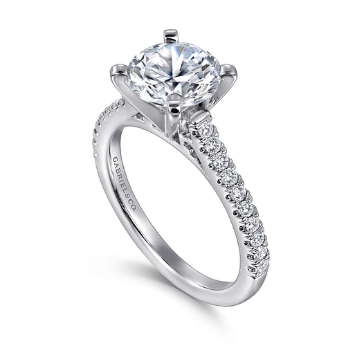 14K White Gold Round Diamond Engagement Ring