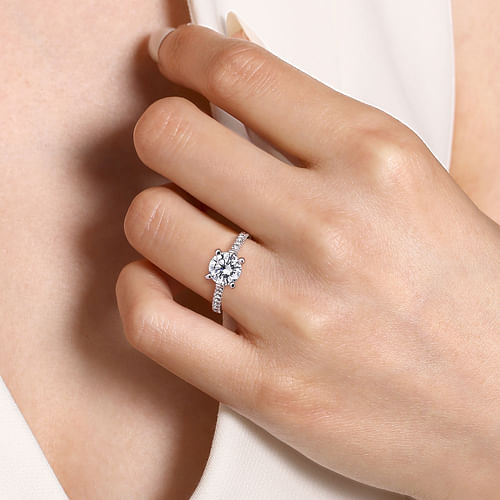 14K White Gold Round Diamond Engagement Ring