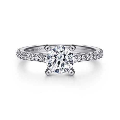 14K White Gold Round Diamond Engagement Ring