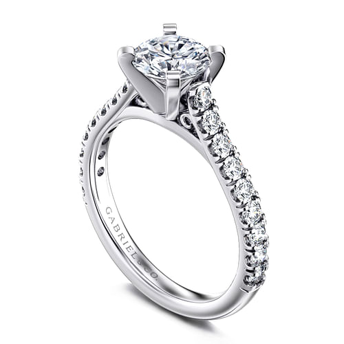 14K White Gold Round Diamond Engagement Ring