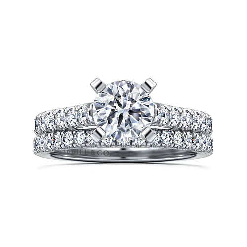 14K White Gold Round Diamond Engagement Ring