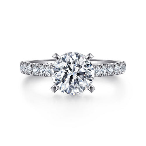 14K White Gold Round Diamond Engagement Ring