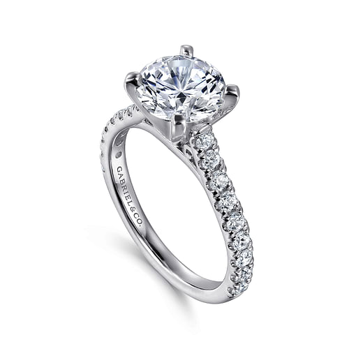 14K White Gold Round Diamond Engagement Ring