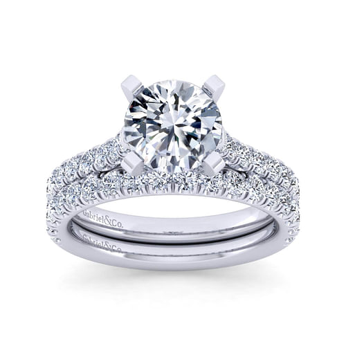 14K White Gold Round Diamond Engagement Ring