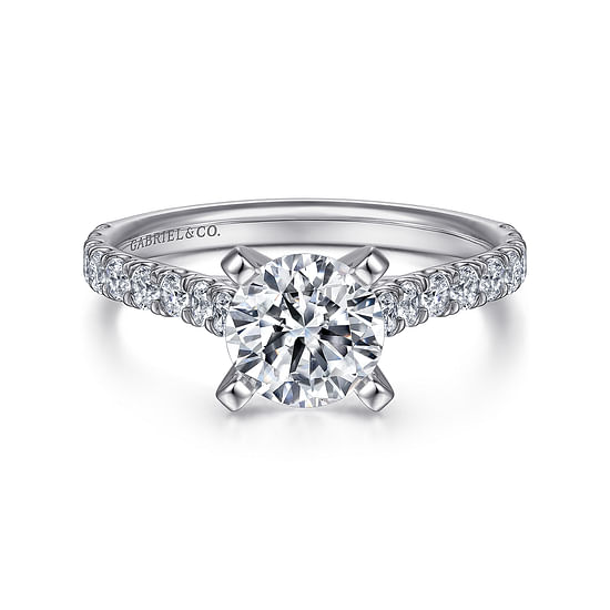 Gabriel - 14K White Gold Round Diamond Engagement Ring