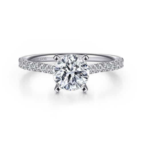 14K White Gold Round Diamond Engagement Ring